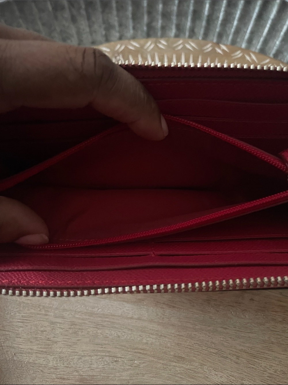 Coach Red Cherry Print Zip-Around Wallet - Picture 5 of 9